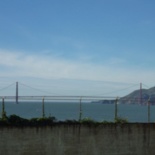 The golden gate bridge on the west of the island