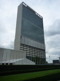 The older, more iconic UN building across the street