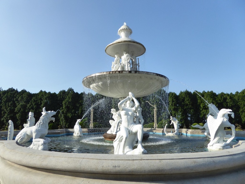 European gardens marble central fountain