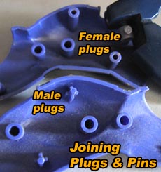 Plastic kit modeling meshing plugs