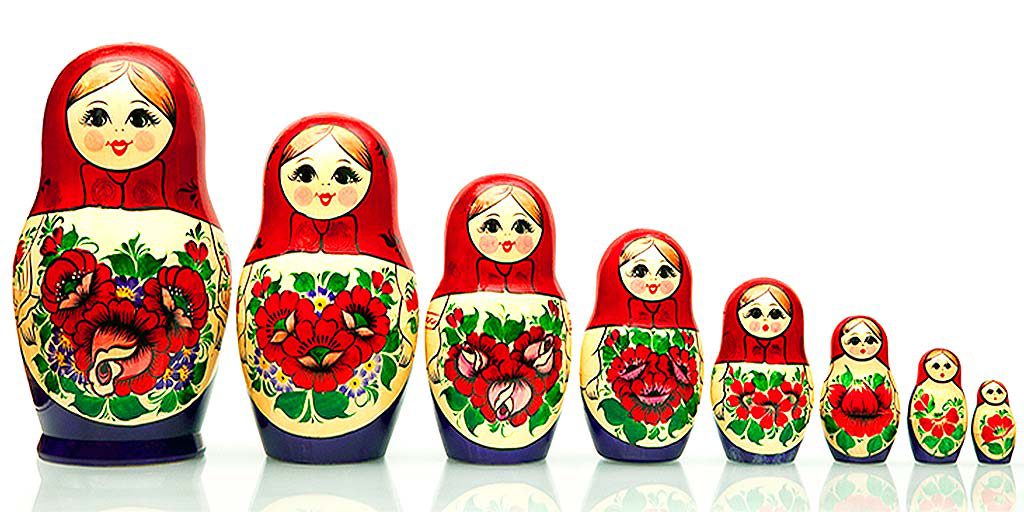Matryoshka Russian Nested doll. It is a traditional and old national Russian doll of handwork