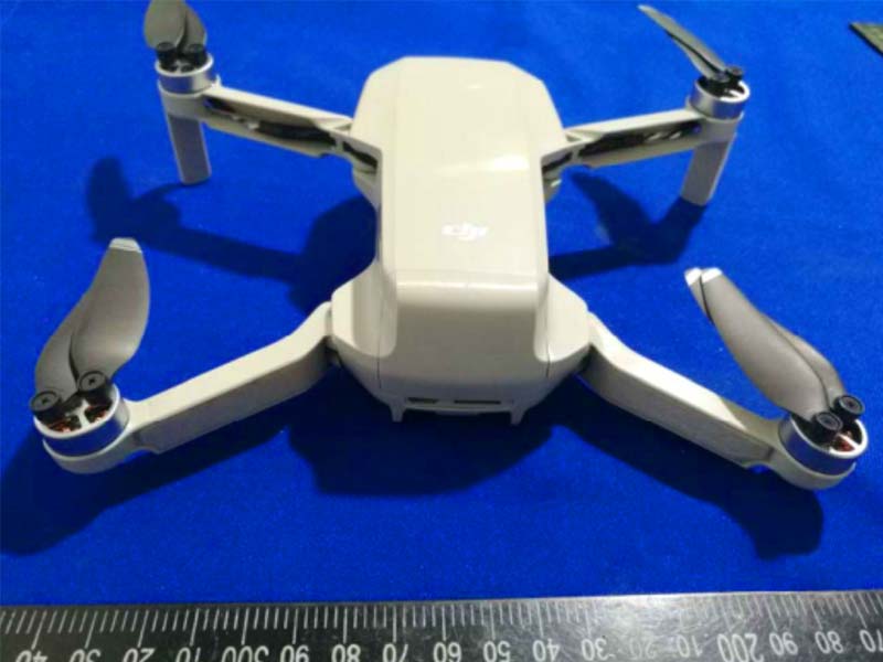 The Rear of the newly leaked DJI Mavic Mini. It is mostly clear at the back with the rear battery housing cover and exposed ports which could be covered by a flap in the final production model