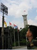 Zhuang admiring the towers in view...