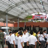 the kids trying out the new electronic IPPT system.