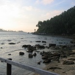 the waves slooshing on low tide