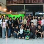 it's farewell at the airport after our last fellowship dinner with the hosts