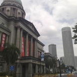 View of the courts and distant finish line