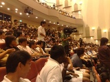 The packed auditorium