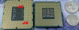 Nehalem Intels LGA1160 and LGA1366 processor pin layout and size comparison