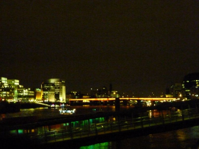 The London Bridge lit at night