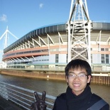 The Millennium Stadium dwarfs the sideway along the whole market stretch