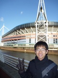 The Millennium Stadium dwarfs the sideway along the whole market stretch