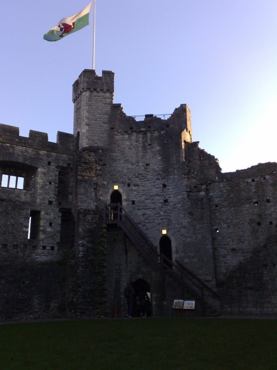 An aerial view of the keep from the courtyard