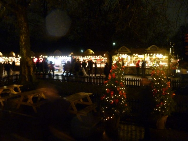 The food stores lining the entrance of the walk