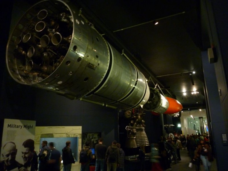 There are many expended rockets on display