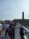 Crossing the Millenium bridge, with the Tate in the distance