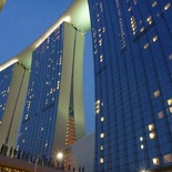 The adjacent iconic hotel blocks