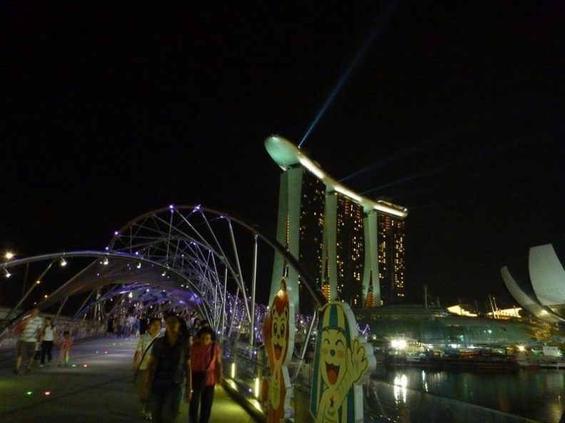 A closing view of the bridge and the resort