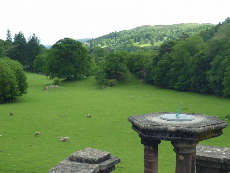 Overlooking a field of grazers