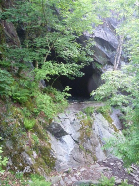 With a steep drop by the cave entrance