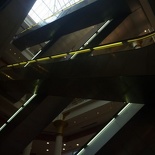 The escalator twine up the floors