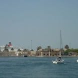 A distant cruise ship