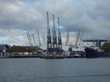 The dockland shipyards with the O2 arena in the back