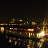 Chugging down the Thames on a boat!