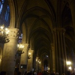 Several displays line the sides of the cathedral
