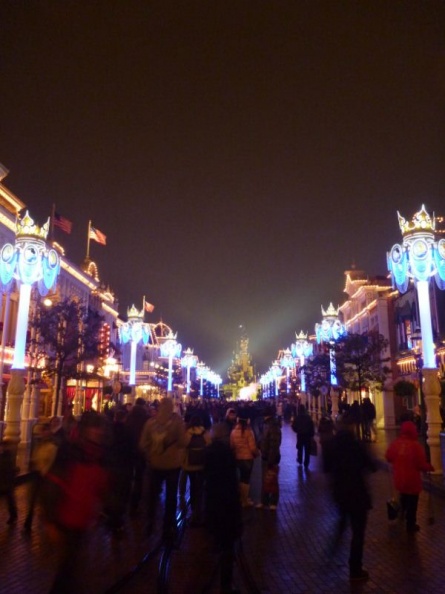 the main street lit at night