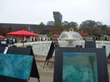 the de young in the background