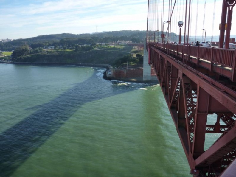 over the edge of the bridge!