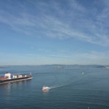 Large vessels passing by the bay