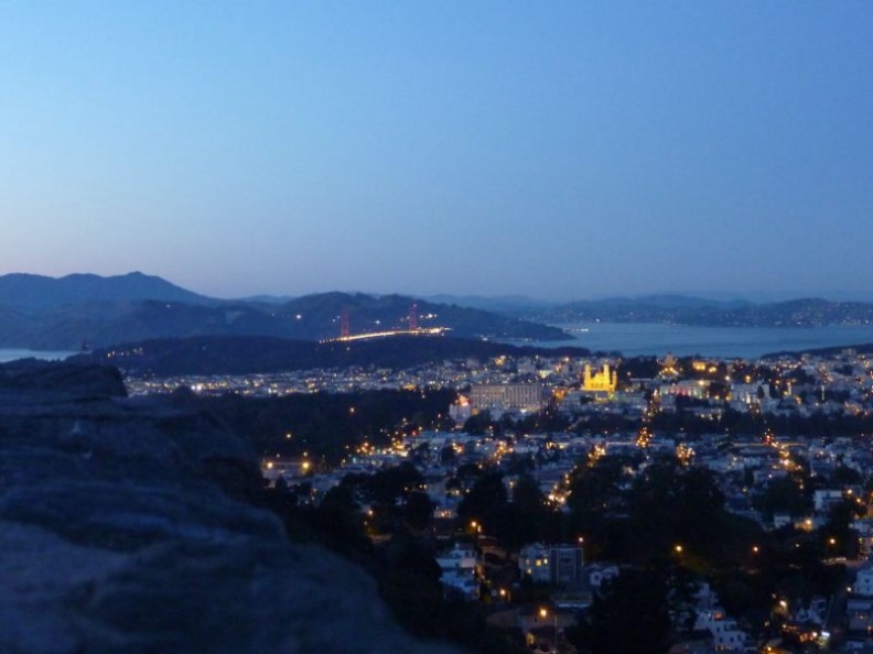 the distant golden gate bridge