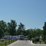 Trams for quick travel around the cemetery grounds
