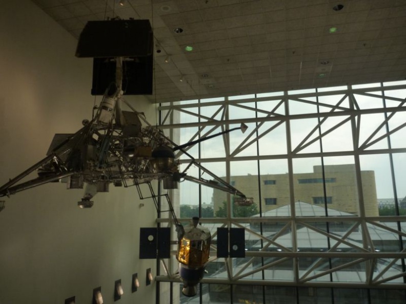 various space probes on the open air atriums