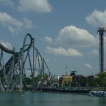 The Hulk coaster across the river