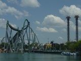 The Hulk coaster across the river