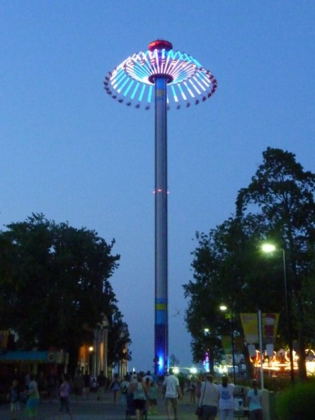 Skyhawk all lit at night