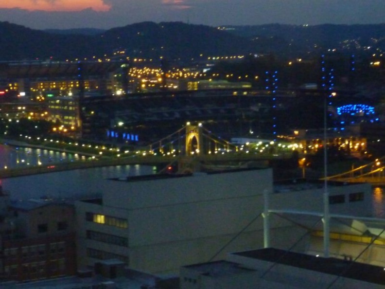 The PNC park and Heinz Field in the distance