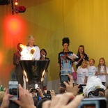 Iwan Thomas lights the Cambridge Olympic cauldron!