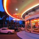 the diner nicely lit at night