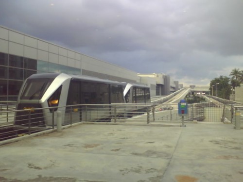 the skytrains run mainly on rubber wheels, with guidewheels enclosed by concrete walls