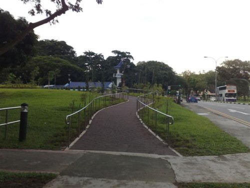 Here is the small ramp by cresecnt girls leading to the entrance of this length of the park connector.