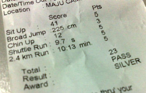 My 2007 IPPT in 2008, Sliver.. well at least not a pass!