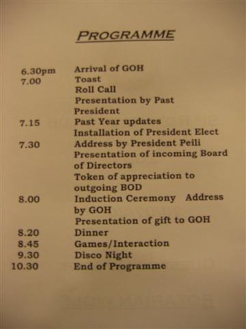 Our programme for the night