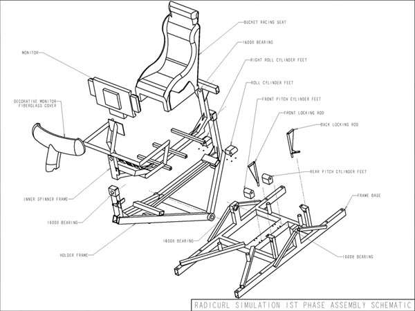 The schematic engineering drawings of the simulator