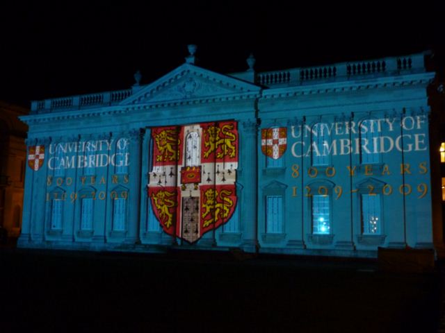 The university logo in Cambridge blue