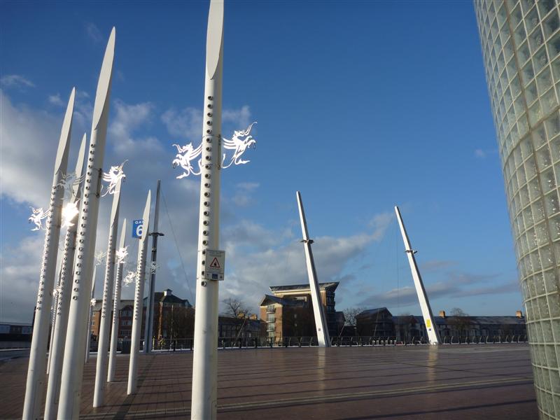 Funky blade lights on the pavilion