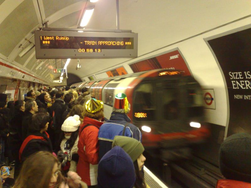 The platforms were literally spilling! Train approaching!